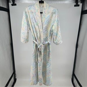 Women’s‎ Vintage 80’s Cachet Pastel Floral Robe Medium Terry Cloth Seersucker